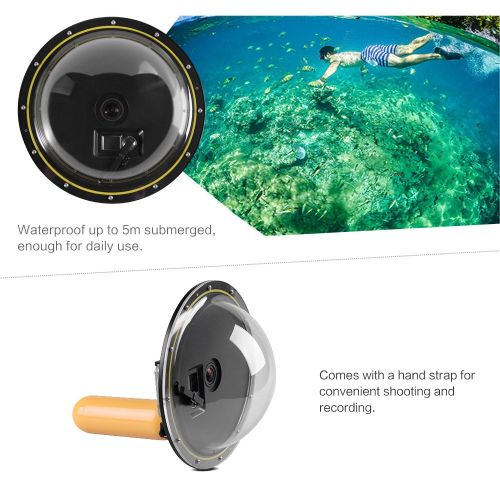  Andoer 6 Semicircular Underwater 5M Waterproof Cover Acrylic Housing Diving Lens Dome Port with Floating Handheld Grip for Gopro Hero 43+3 Sports Camera Action Cam