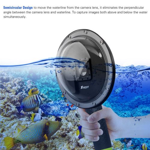  Andoer SHOOT XTGP258 6 Inch Action Camera Diving Fisheye Dome Port Underwater Diving Camera Lens with Waterproof Case Floaty Grip for GoPro Hero 3+4 Black Silver Camera Underwater