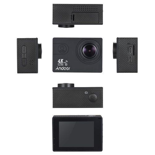  Action Camera, Andoer Action Sports AN4000 4K 30fps 16MP WiFi Camera Full HD 4X Zoom 40m Waterproof 170° Wide Angle Lens 2 LCD Screen Support Slow Motion Drama Photography Remote C