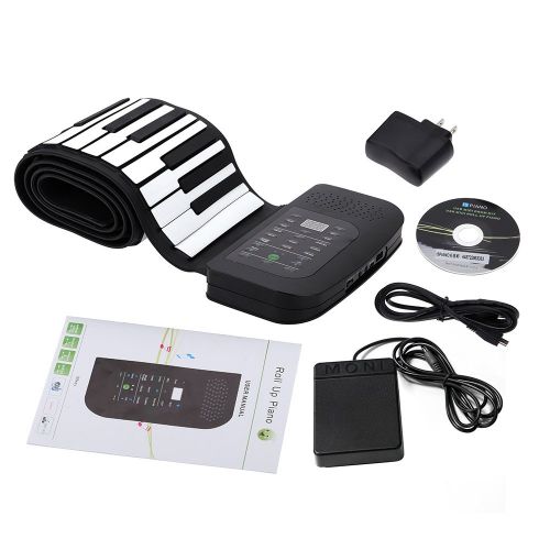  Andoer Portable 88 Keys Silicone Flexible Roll Up Piano Foldable Keyboard Hand-rolling Piano with Battery Sustain Pedal (US plug)