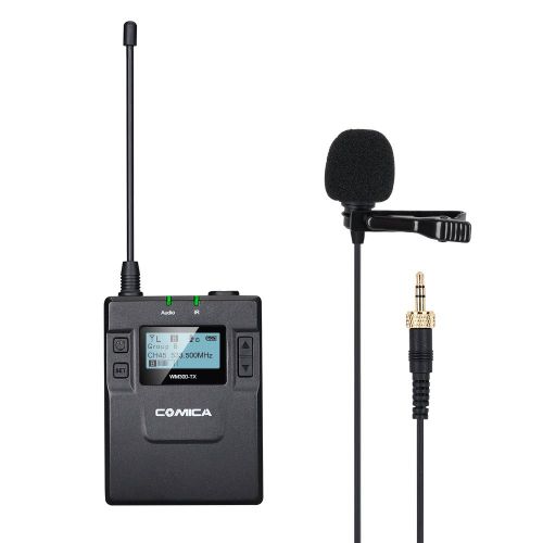  Andoer CoMica CVM-WM300TX UHF 96-Channel Wireless Metal Microphone Transmitter with Lavalier Mic Built-in Lithium Battery 3.7V 2000mAh for DSLR Camera Camcorder