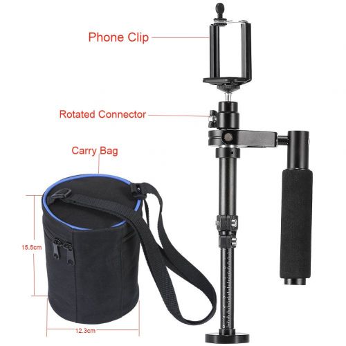  Andoer Handheld Portable Video Shooting Smartphone Stabilizer Adjustable Length with Cellphone Clip Carry Bag for SJCAM Gopro Action Camera iPhone Samsung Smartphone