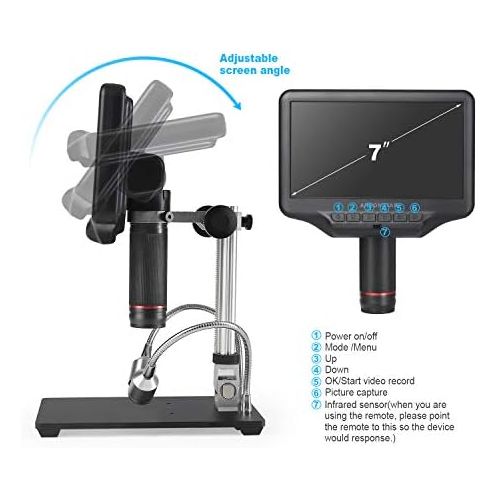  [아마존베스트]Andonstar AD407 3D HDMI Soldering Digital Microscope with 4MP UHD and 7 Inch Adjustable LCD Screen USB Video Microscopes for Phone Repair SMT SMD DIY