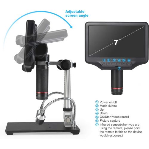  [아마존베스트]Andonstar AD407 3D HDMI Soldering Digital Microscope with 4MP UHD and 7 Inch Adjustable LCD Screen USB Video Microscopes for Phone Repair SMT SMD DIY