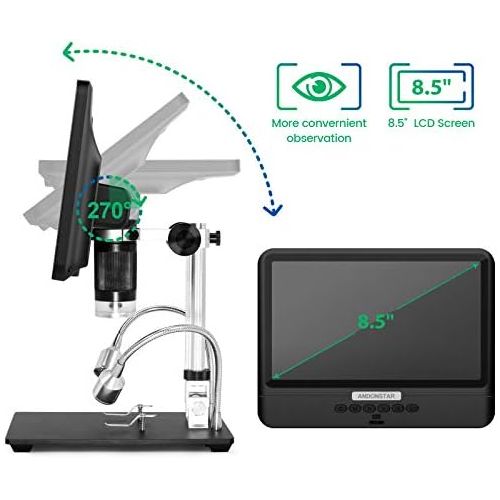  [아마존베스트]Andonstar AD208 8.5 Screen Coin Microscope 260X LCD Lab Handheld USB Microscope for PCB Repair Soldering Coin Collection