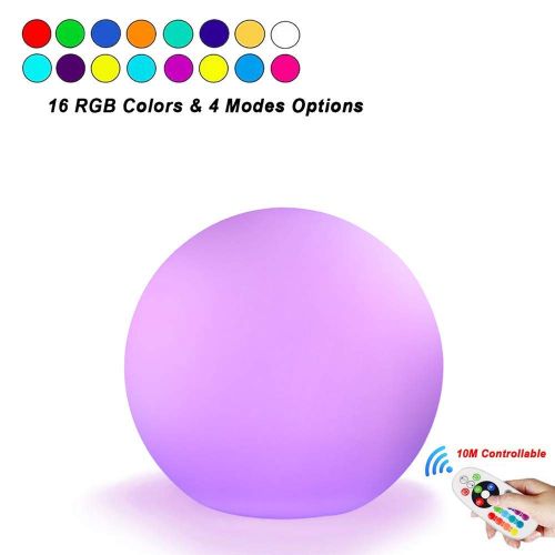  Andota LED, Rechargeable Remote Control Cordless 16 RGB Colors Decorative Waterproof Ball Indoor Outdoor Night Lights for Home Garden(8 inch-Sphere), 8Inch