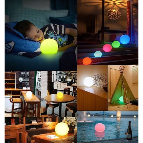  Andota LED, Rechargeable Remote Control Cordless 16 RGB Colors Decorative Waterproof Ball Indoor Outdoor Night Lights for Home Garden(8 inch-Sphere), 8Inch