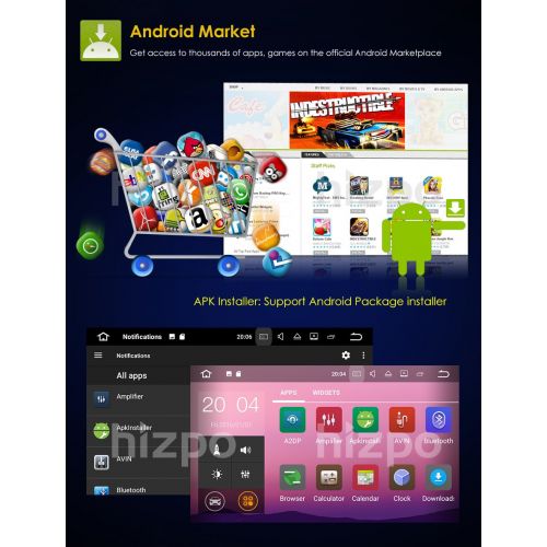  Hizpo Double 2 Din Android 8.1 Car Stereo Radio GPS Navigation Support 4G WiFi Bluetooth Mirrorlink Rear Camera