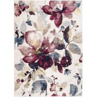 Andromeda ANDROMEDA TO-HAS1-HDRP S5593 Floral White Area Rug Modern (2 x 3), 2 x 3 DOOR MAT