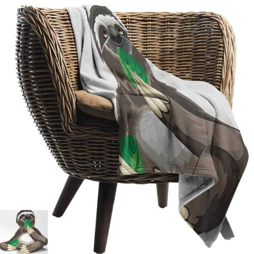  AndyTours Swaddle Blanket，Sloth,Sluggish Wild Jungle Animal Eating Green Leaves Idle Indolent Fun Character,Umber Ivory Green,Lightweight Extra Soft Skin Fabric，Not Allergic 30x40