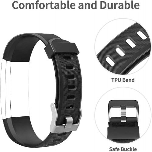  [아마존베스트]Aneken Replacement Band ID115Plus HR Adjustable Strap for Smart Bracelet Fitness Tracker, 2 Pack (Black)