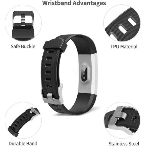  [아마존베스트]Aneken Replacement Band ID115Plus HR Adjustable Strap for Smart Bracelet Fitness Tracker, 2 Pack (Black)