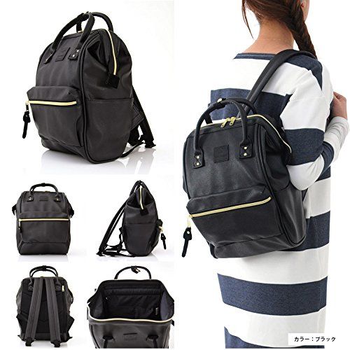  Japan Anello Backpack Unisex BLACK MINI SMALL PU LEATHER Rucksack School Bag Campus