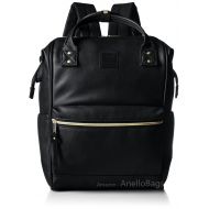 Japan Anello Backpack Unisex BLACK LARGE PU LEATHER Rucksack School Bag Campus