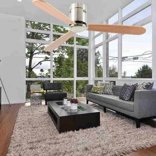  Anfersonlight Modern Ceiling Fan Remote Indoor Mute Energy Saving Fan for Home Decoration (52-Inch 3-Blade FLUSH MOUNT(No Lights))