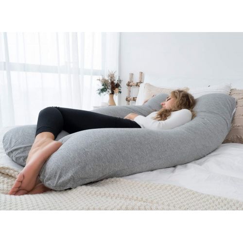  [아마존베스트]AngQi Pregnancy Pillow, U Shaped Maternity Pillow for Pregnant Women with Body Pillow Jersey Cover and Vest Cover, 55-inch