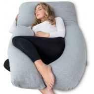 Ang Qi AngQi Unique U Shaped Full Pregnancy Body Pillow with Zipper Removable Velvet Cover, 60-inch, Gray