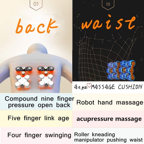  Anga Neck And Back Massager Cushion Deep Kneading, Pressing Rolling Vibration 5d Shiatsu Massage...