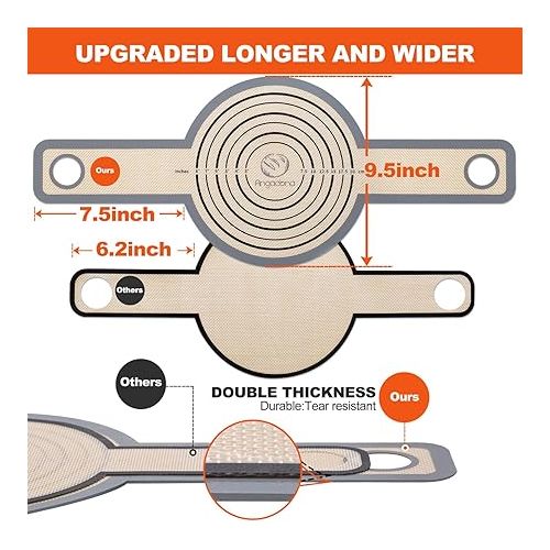  Large Silicone Bread Sling Dutch Oven - 9.5 inch Non-Stick & Easy Clean Reusable Silicone Bread Baking Mat. With Extra Long Handles Bread Baking Sheet Liner, 1 Grey pcs for Transferable Dough