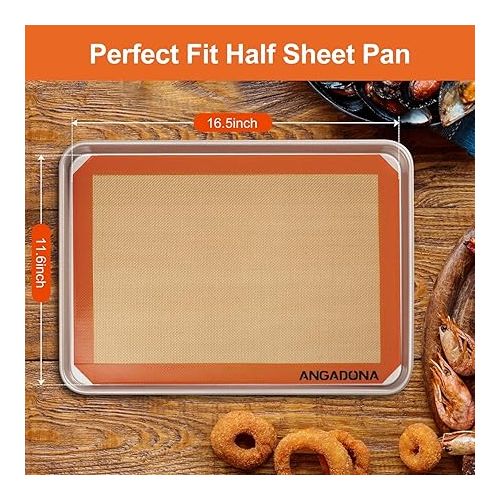  Silicone Baking Mat Sheets Set, Easy Clean &Non-Stick Food Grade Reusable Baking Mat, 2 Half Sheet Baking Mats Silicone for Oven, Macarons, Cookies and Pastry
