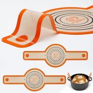 Silicone Bread Sling Dutch Oven - Best Japan Silicone. Non-Stick & Easy Clean Reusable Silicone Bread Baking Mat. With Extra Long Handles Bread Baking Sheet Liner, 2 Orange Set for Transferable Dough