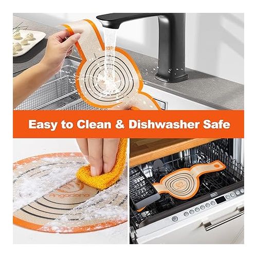  Silicone Bread Sling Dutch Oven - Best Japan Silicone. Non-Stick & Easy Clean Reusable Silicone Bread Baking Mat. With Extra Long Handles Bread Baking Sheet Liner, 2 Orange Set for Transferable Dough