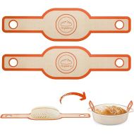 Silicone Bread Sling Oval. Non-Stick & Easy Clean Reusable Oval Silicone Baking Mat for dutch oven. With Long Handles Sourdough Bread Baking mat tools supplier Liner (Orange)