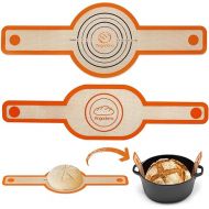Silicone Bread Sling Oval and Round - Non-Stick & Easy Clean Reusable Oval Silicone Baking Mat for dutch oven. With Long Handles Sourdough Bread Baking mat tools supplier Liner,2 Orange Set