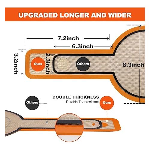  Silicone Bread Sling Oval and Round - Non-Stick & Easy Clean Reusable Oval Silicone Baking Mat for dutch oven. With Long Handles Sourdough Bread Baking mat tools supplier Liner,2 Orange Set