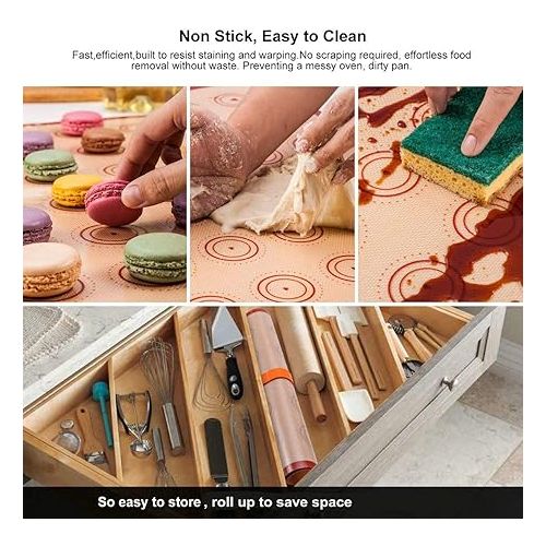  Macaron Silicone Baking Mats Kit (16pcs set) Macaroon Baking Mat Set of 2 Half Sheet Macaron Silicone Mat Nonstick Macaron Mat Sheet,6 Piping Tip,2 Piping Bag with 3 Bag Tie,2 coupler