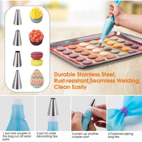  [아마존 핫딜] [아마존핫딜]Angadona Macaroon Baking Kit Silicone Mat - Macaroon Baking Set Silicone Baking Mat 1 Quarter Sheet and 2 Half Sheet Macaron Baking Mat,Macaron Mat Baking Sheet,2 Piping Pastry Bag with Bag