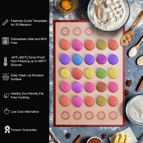  [아마존 핫딜] [아마존핫딜]Angadona Macaroon Baking Kit Silicone Mat - Macaroon Baking Set Silicone Baking Mat 1 Quarter Sheet and 2 Half Sheet Macaron Baking Mat,Macaron Mat Baking Sheet,2 Piping Pastry Bag with Bag