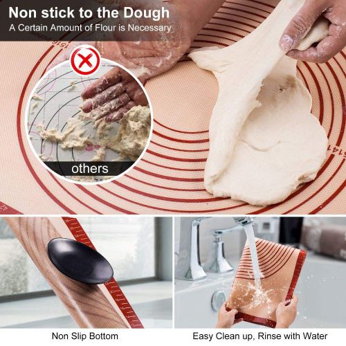  Angadona Silicone Pastry Mat Baking Mat Nonstick Nonslip Extra Large Pie Rolling Mat with Measurements 28By 20,Bread Kneading Board for Rolling Dough,Adjustable Rolling Pins for Baking with