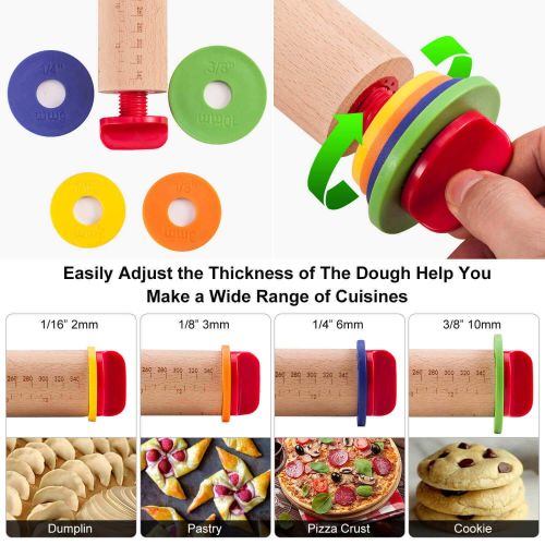  Angadona Silicone Pastry Mat Baking Mat Nonstick Nonslip Extra Large Pie Rolling Mat with Measurements 28By 20,Bread Kneading Board for Rolling Dough,Adjustable Rolling Pins for Baking with