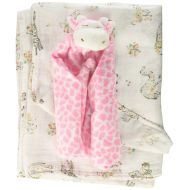 Angel Dear Swaddle and Blankie Gift Set, Savannah Floral with Pink Giraffe