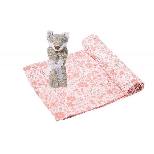  Angel Dear Swaddle and Blankie Gift Set, Fox Foilage with Grey Fox