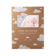 Angel Dear Swaddle and Blankie Gift Set, Bunny Damask with Pink Bunny