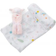 Angel Dear Swaddle and Blankie Gift Set, Pretty Foilage with Pink Lamb