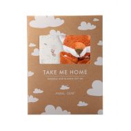 Angel Dear Swaddle and Blankie Gift Set, Ditsy Fox Pink with Fox