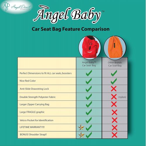  [아마존베스트]Angel Baby Car Seat Travel Bag for Air Travel: Carseat Bag for Gate Check, Red