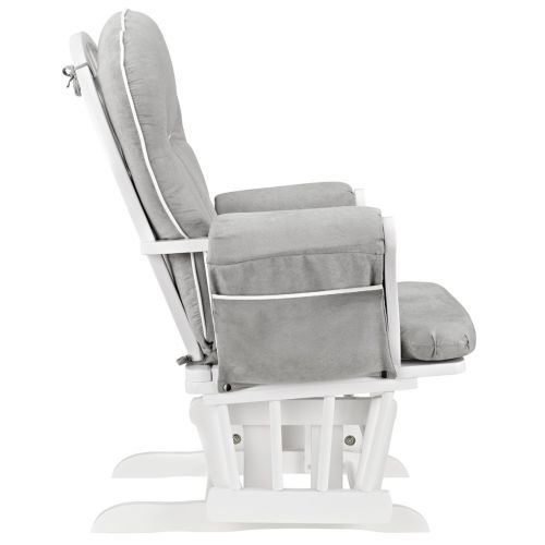  Angel Line Celine Glider and Ottoman, WhiteGray Cushion with White Piping