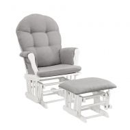 Angel Line Windsor Glider and Ottoman, White with Gray Cushion