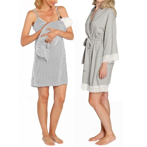  Angel Maternity 3 in 1 Birth Kit: Hospital Gown + Maternity Gown, Nursing Dress and Baby Blanket Labor Kit