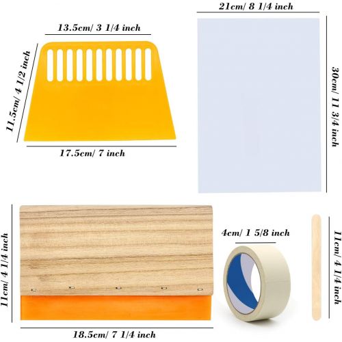  20 Pieces Screen Printing Starter Kit, Angela&Alex 10 x 14 Inch Wood Silk Screen Printing Frame White Mesh Screen Printing Squeegees Inkjet Transparency Film and Mask Tape