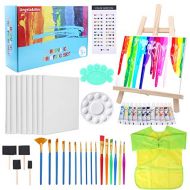 [아마존베스트]Painting Kits for Kids, Angela&Alex Easel Art Set 45 Pcs Acrylic Paint Set for Kids Paint, Tabletop Easel, Paint Brushes Canvas, Painting Pad, Color Mixing Chart Art Supplies Gift
