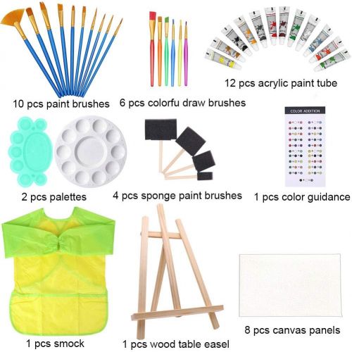  [아마존베스트]Painting Kits for Kids, Angela&Alex Easel Art Set 45 Pcs Acrylic Paint Set for Kids Paint, Tabletop Easel, Paint Brushes Canvas, Painting Pad, Color Mixing Chart Art Supplies Gift