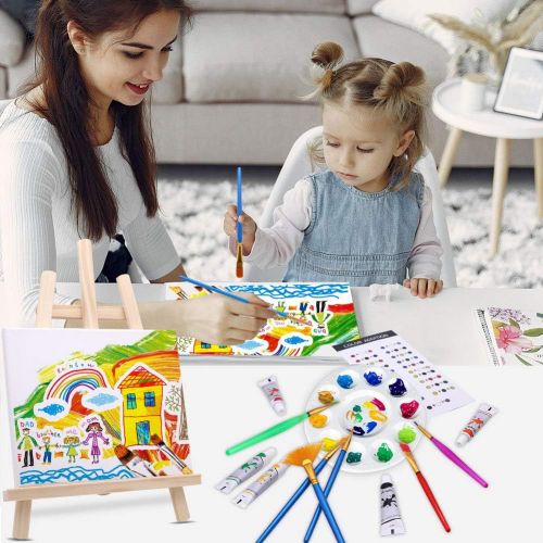  [아마존베스트]Painting Kits for Kids, Angela&Alex Easel Art Set 45 Pcs Acrylic Paint Set for Kids Paint, Tabletop Easel, Paint Brushes Canvas, Painting Pad, Color Mixing Chart Art Supplies Gift