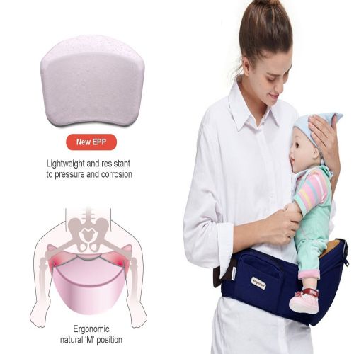  Angelbaby Baby Toddler Hip Seat Carrier, Convenient Infant Waist Belt Stool Front Carrier (Blue)