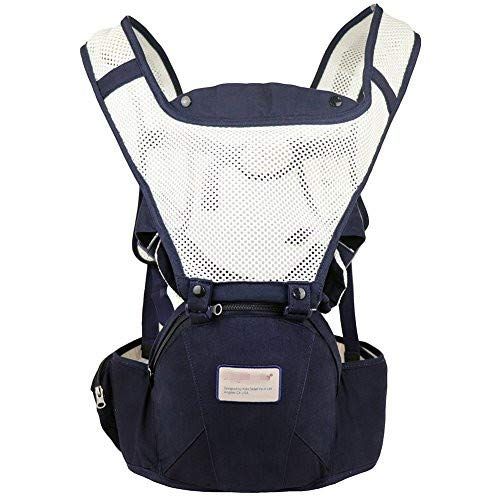  Angelbaby Baby Carrier Sling for Infants and Toddlers, 4-in-1 Portable Ergonomic Carrier packback Front and Back, Cool MESH for Summer (Navy Blue)