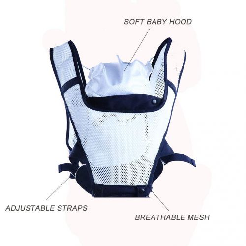  Angelbaby Baby Carrier Sling for Infants and Toddlers, 4-in-1 Portable Ergonomic Carrier packback Front and Back, Cool MESH for Summer (Navy Blue)